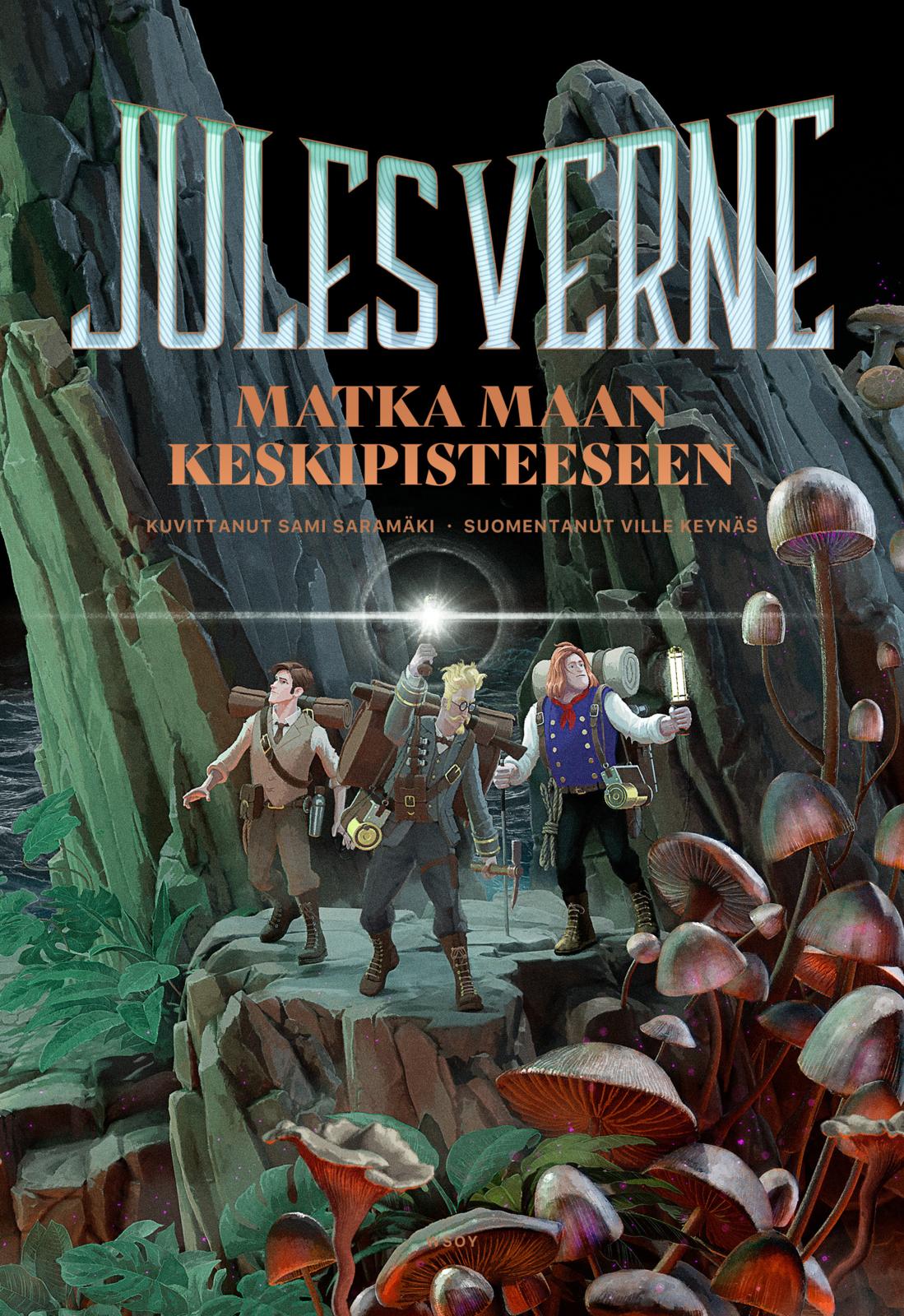 Etukansi. Jules Verne Matka Maan keskipisteeseen (nelivärikuvitettu laitos)