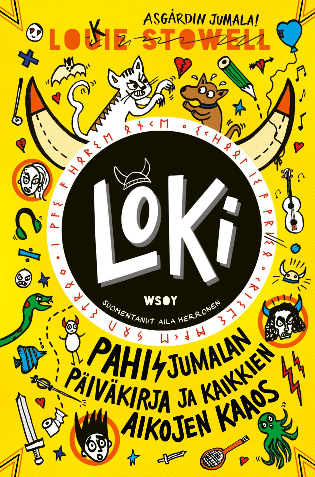 Etukansi. Louie Stowell LOKI: Pahisjumalan päiväkirja ja kaikkien aikojen kaaos