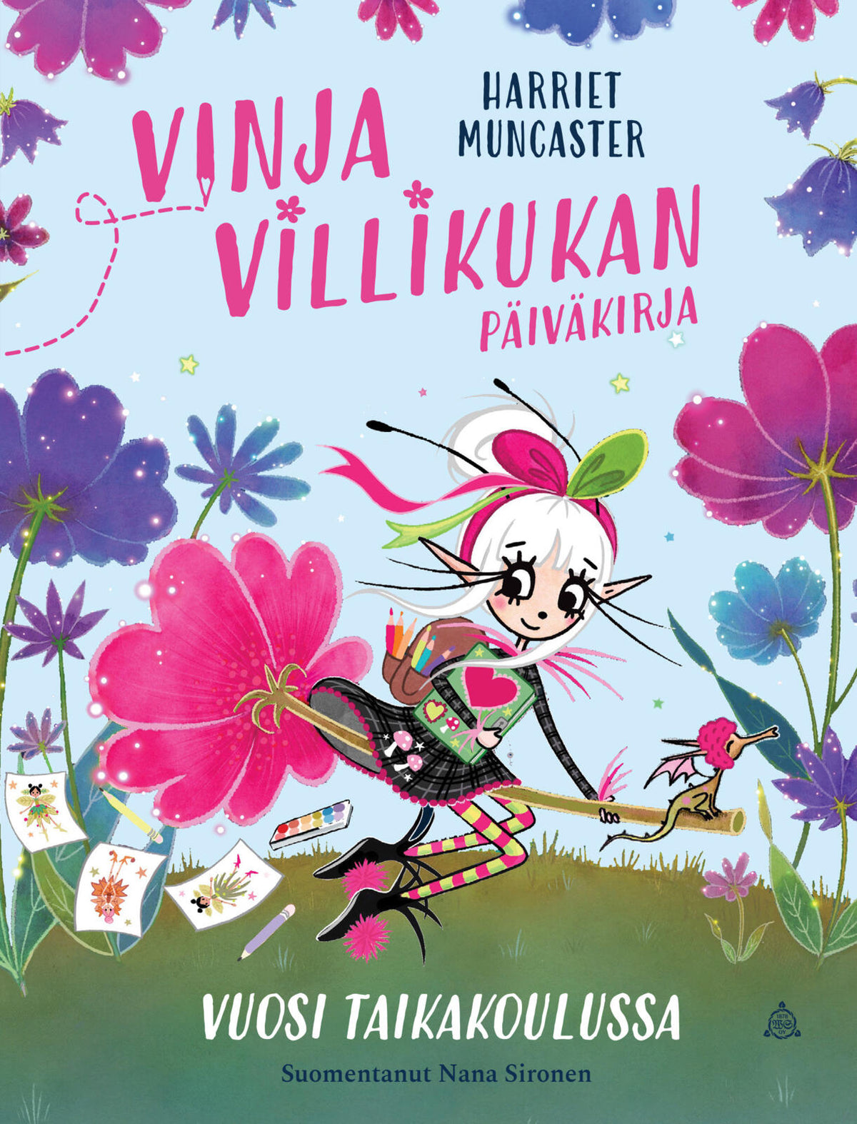 Etukansi. Harriet Muncaster Vinja Villikukan päiväkirja: Vuosi taikakoulussa