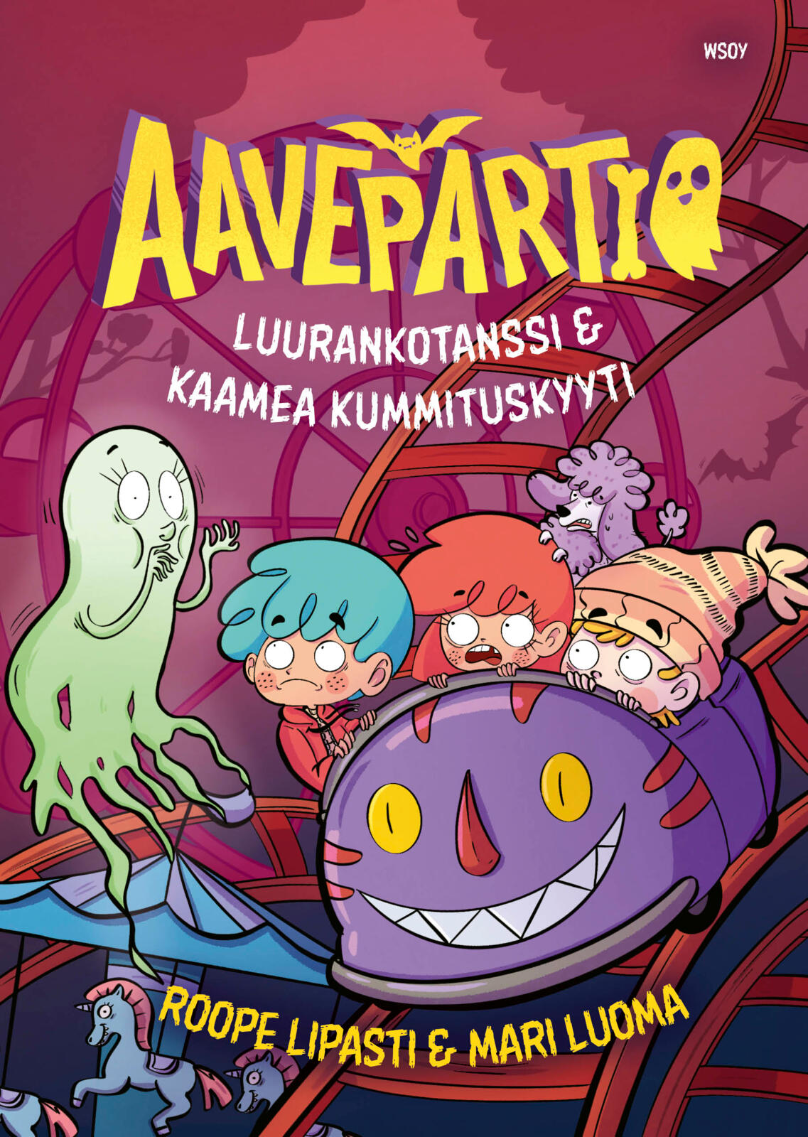 Etukansi. Roope Lipasti Aavepartio: Luurankotanssi ja Kaamea kummituskyyti