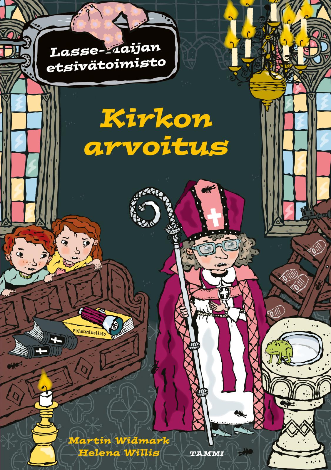 Etukansi. Martin Widmark Kirkon arvoitus. Lasse-Maijan etsivätoimisto