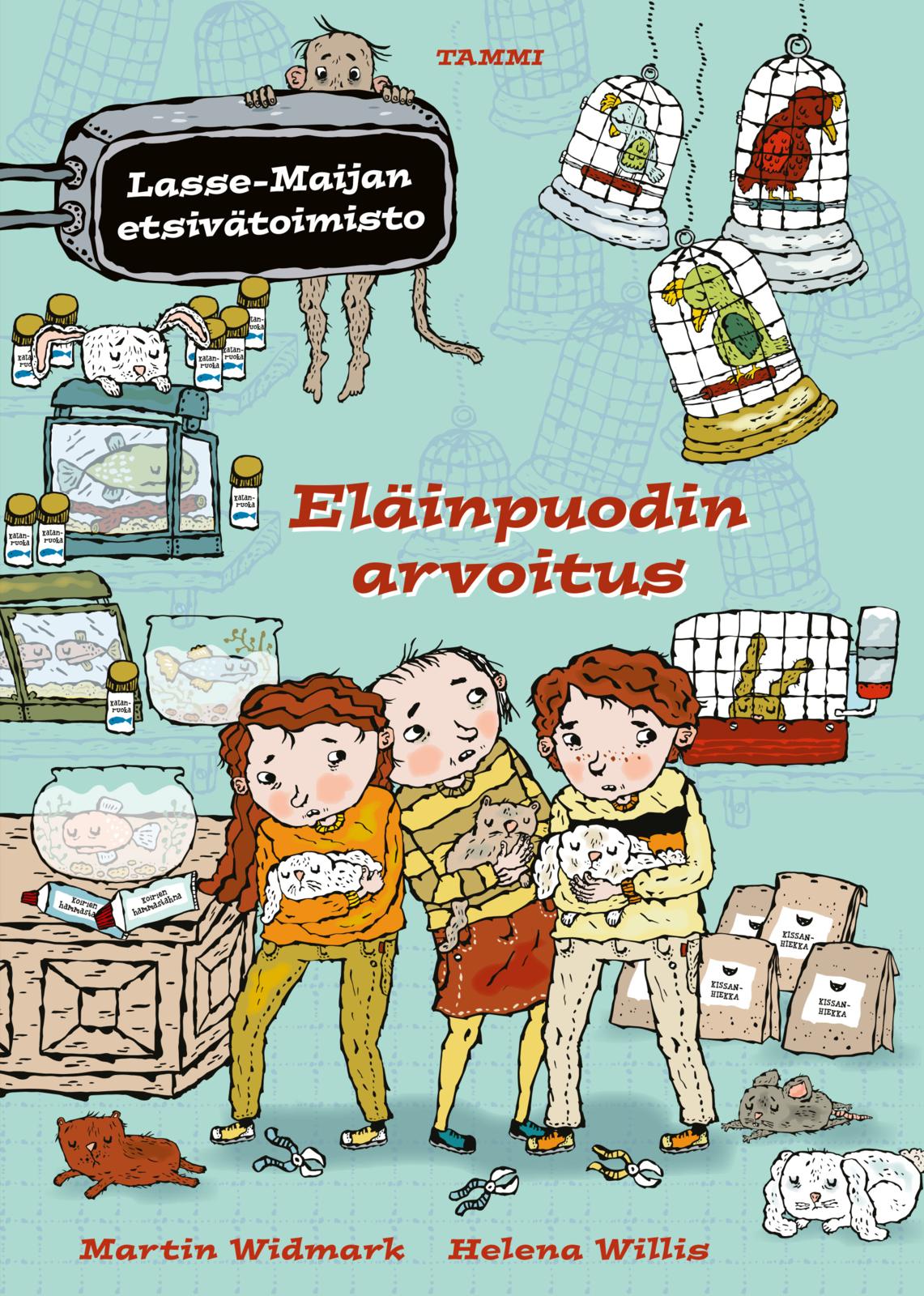 Etukansi. Martin Widmark Eläinpuodin arvoitus. Lasse-Maijan etsivätoimisto