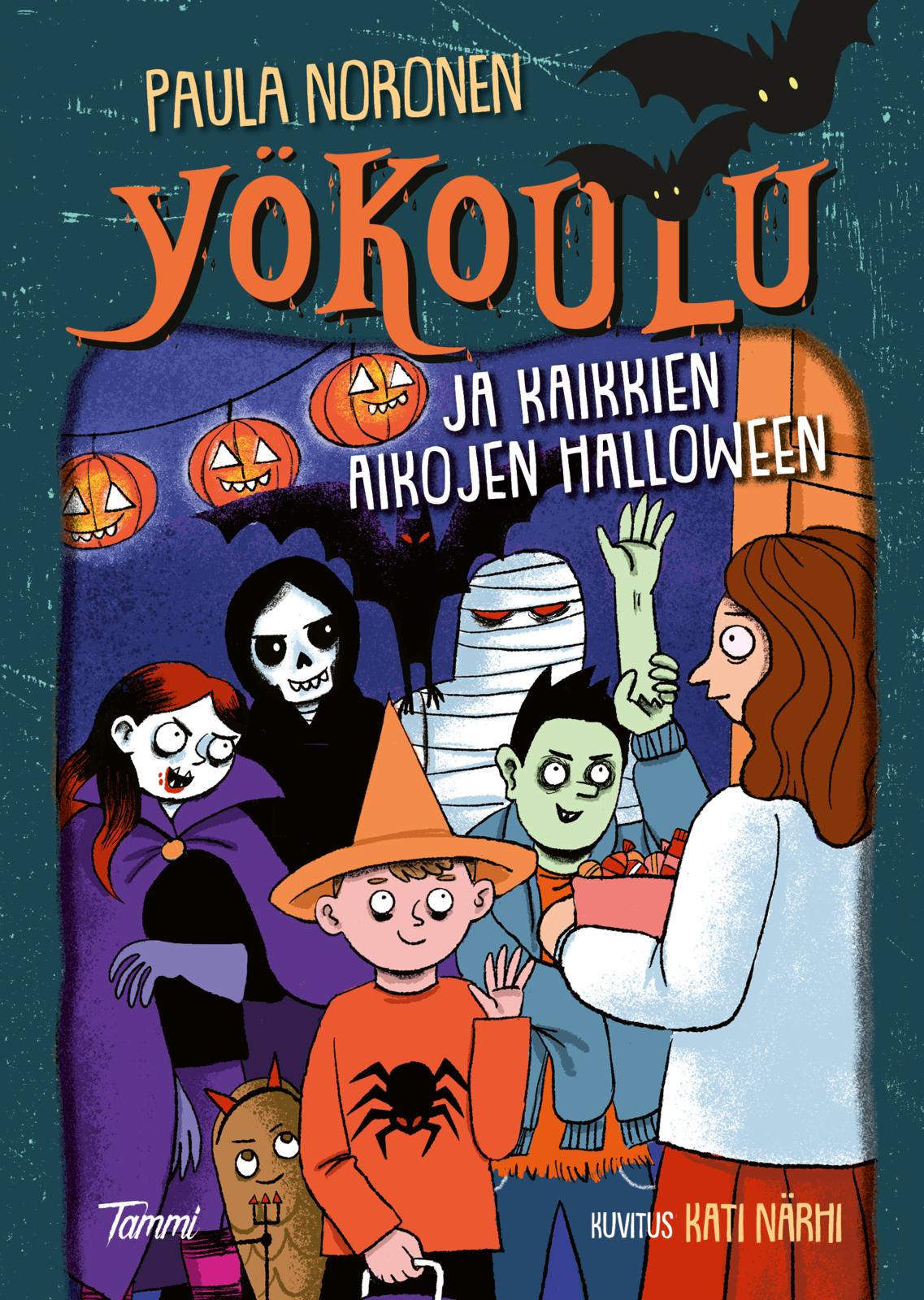Etukansi. Paula Noronen Yökoulu ja kaikkien aikojen halloween