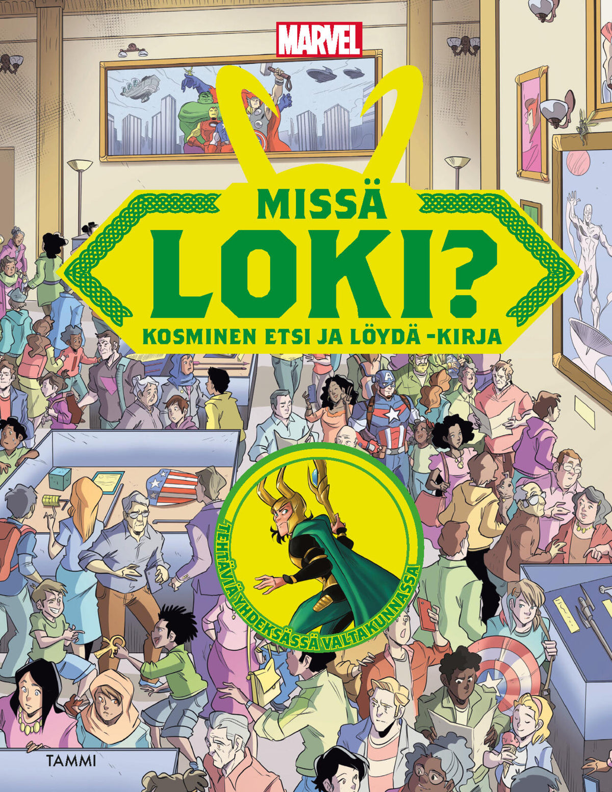 Etukansi. Marvel Marvel. Missä Loki? Kosminen etsi ja löydä -kirja
