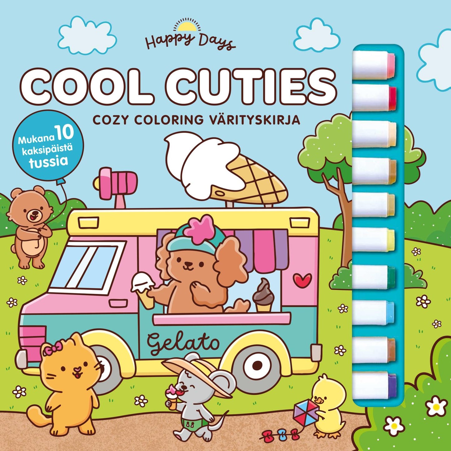 Etukansi. Elena Aiello Cool Cuties - Cozy coloring värityskirja