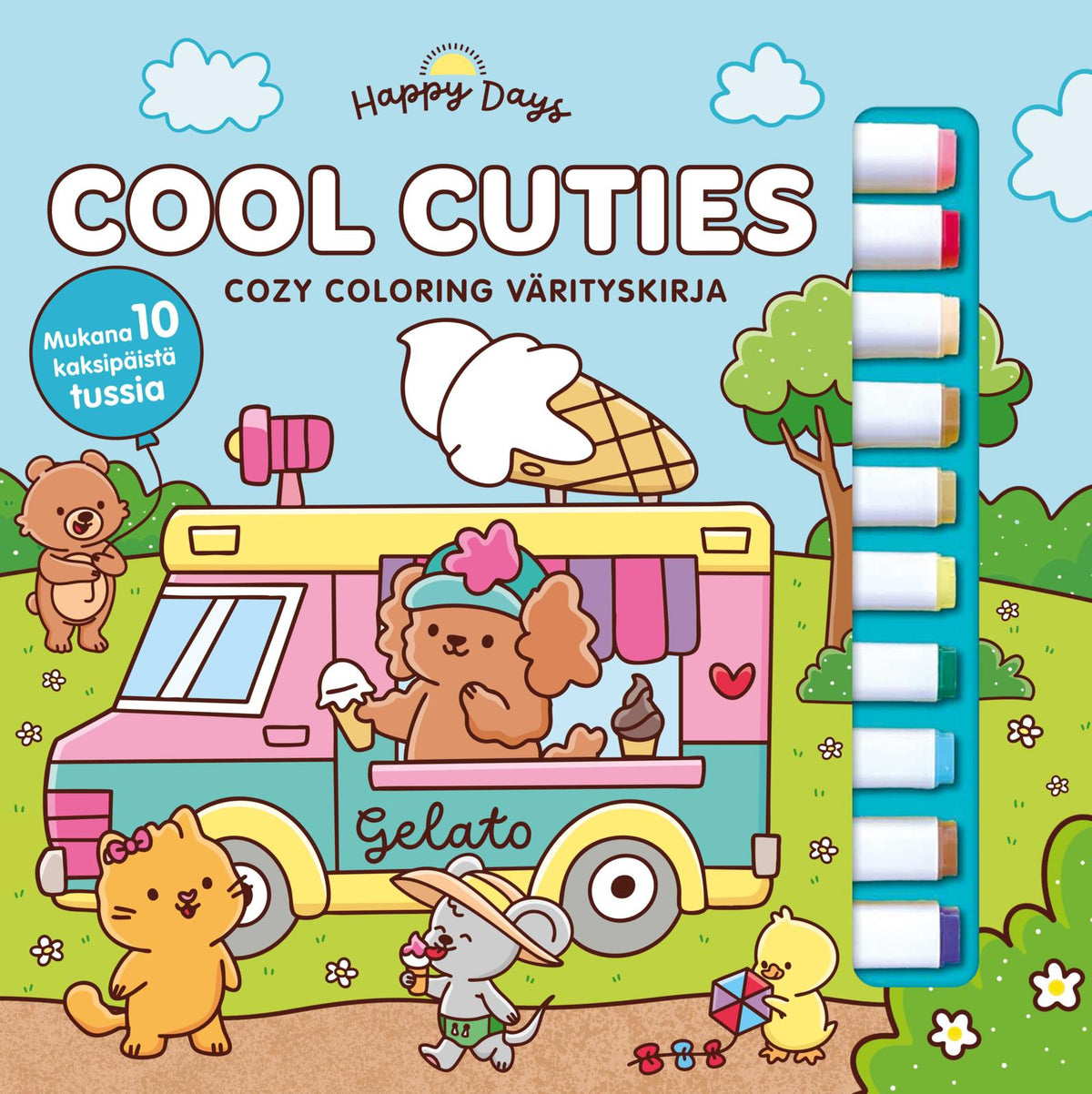 Etukansi. Elena Aiello Cool Cuties - Cozy coloring värityskirja