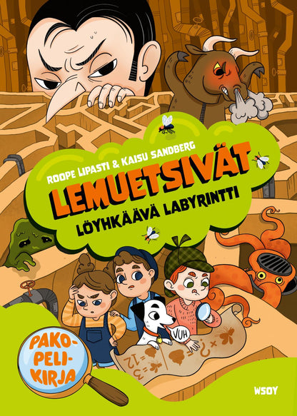 Etukansi. Roope Lipasti. Lemuetsivät: Löyhkäävä labyrintti. Pakopelikirja