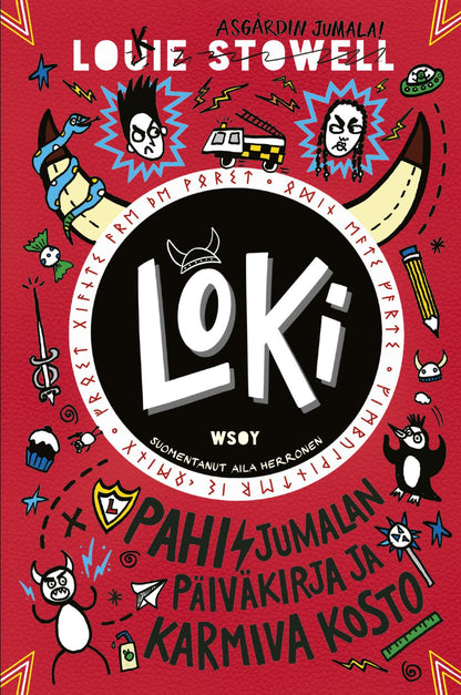 Etukansi. Louie Stowell. LOKI: Pahisjumalan päiväkirja ja karmiva kosto