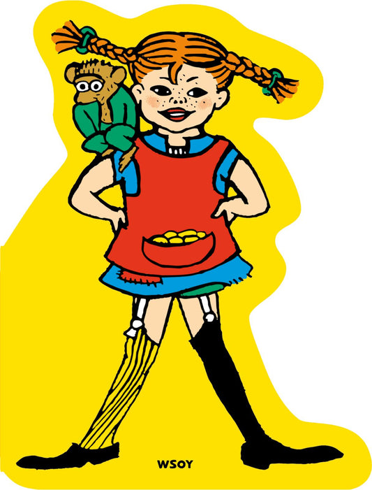 Etukansi. Astrid Lindgren. Ingrid Vang Nyman. Peppi Pitkätossu (muotoonleikattu kirja).