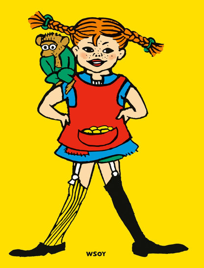 Etukansi. Astrid Lindgren. Peppi Pitkätossu (muotoonleikattu kirja)