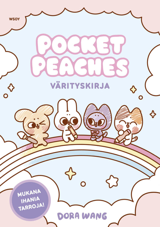 Etukansi. Dora  Wang. Dora  Wang. Pocket peaches: Värityskirja.