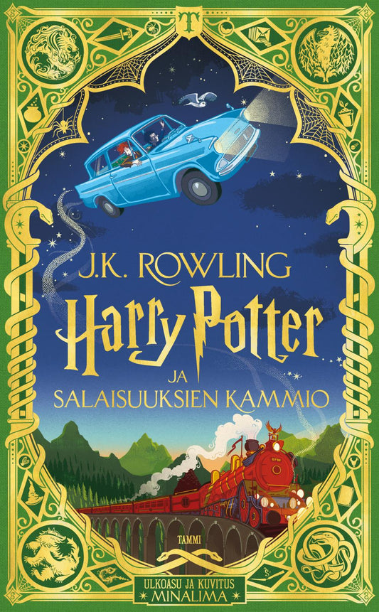 Etukansi. J.K. Rowling. MinaLima. Harry Potter ja salaisuuksien kammio (juhlalaitos).