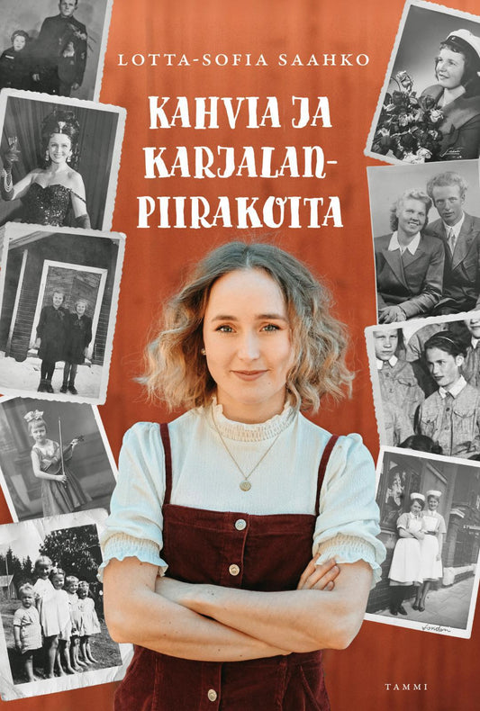 Etukansi. Lotta-Sofia Saahko. Kahvia ja karjalanpiirakoita.