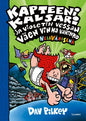 Etukansi. Dav Pilkey Kapteeni Kalsari ja Violetin Vessan väen vinha vahinko (nelivärinen)