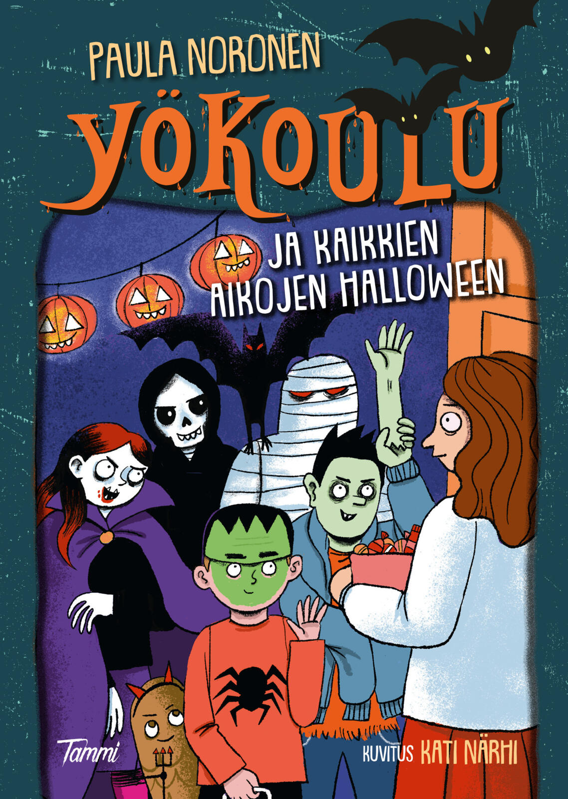 Etukansi. Paula Noronen Yökoulu ja kaikkien aikojen halloween