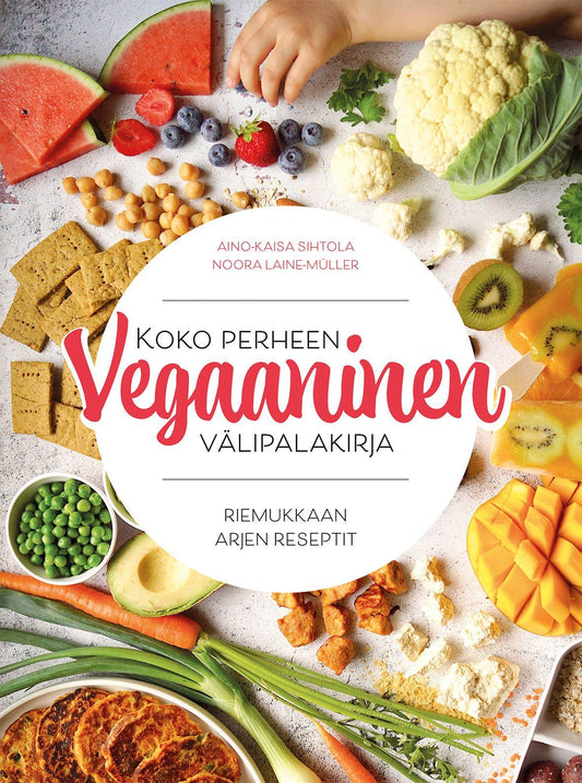 Etukansi. Aino Sihtola. Noora Laine-Muller. Koko perheen vegaaninen välipalakirja - Riemukkaan arjen reseptit.