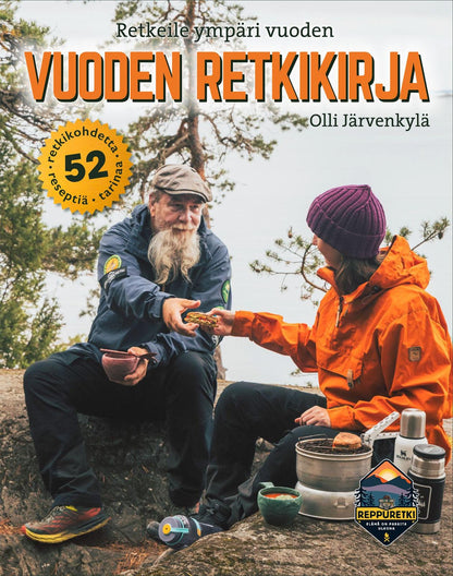 Etukansi. Olli Järvenkylä Vuoden retkikirja - Retkeile ympäri vuoden